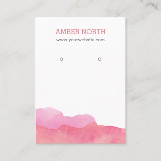 Roze grijze Waterverf juwelen oorscherm Visitekaartje (Voorkant)