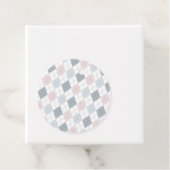 Roze grijze witte argyle gepattereerd bedankjes labels (In situ)