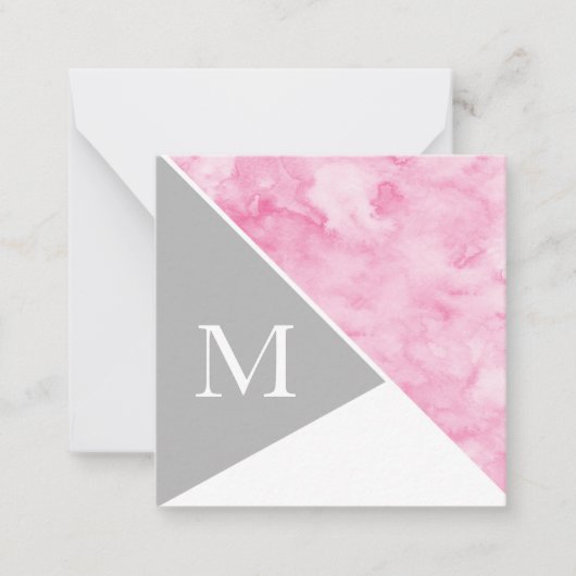 Roze grijze witte kleurenblok notitiekaartje (Voorkant)