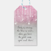 Roze Grijze Witte Maan & Sterren Celestial Baby sh Cadeaulabel (Voorkant)