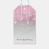 Roze Grijze Witte Maan & Sterren Celestial Baby sh Cadeaulabel (Achterkant)