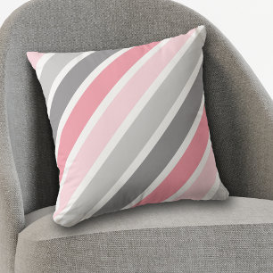 Roze grijze witte reuzenstreep kussen