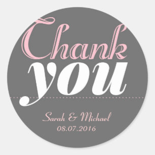 Roze grijze zoete typografie Hartelijk dank, Stick Ronde Sticker