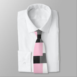 Roze grijze zwarte en witte geometrische patronen stropdas
