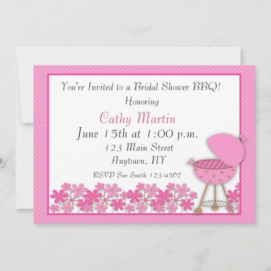 Roze grill BBQ Shower Invitation Kaart (Voorkant)