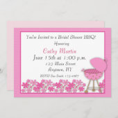 Roze grill BBQ Shower Invitation Kaart (Voorkant / Achterkant)