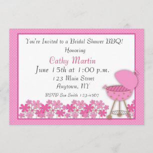 Roze grill BBQ Shower Invitation Kaart