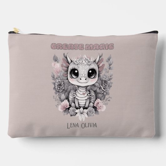 Roze grillige "Creëer Magic" Little Dragon Etui (Voorkant)