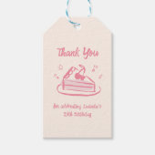 Roze grillige Hand getrokken verjaardagstaart Dank Cadeaulabel (Voorkant)