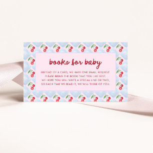 Roze grillige retro kersen Boeken voor Baby Informatiekaartje