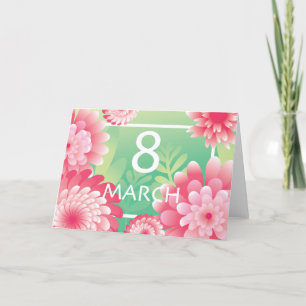 Roze groen 8 maart. Gelukkige Moedersdag voor vrou Feestdagen Kaart