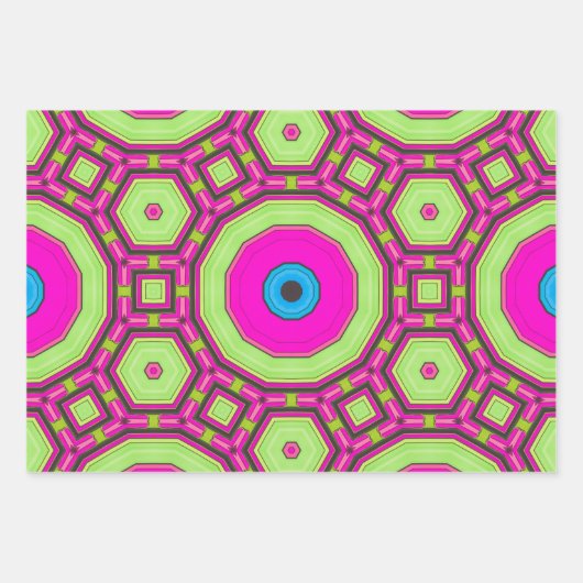 Roze Groen Blauw Abstract Inpakpapier Vel (Voorkant 3)