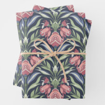 Roze Groen Blauw Art Nouveau Bloemencrème Groen