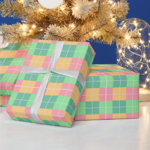 Roze, Groen, Blauw & Gele Vierkanten Verpakkend Do Cadeaupapier