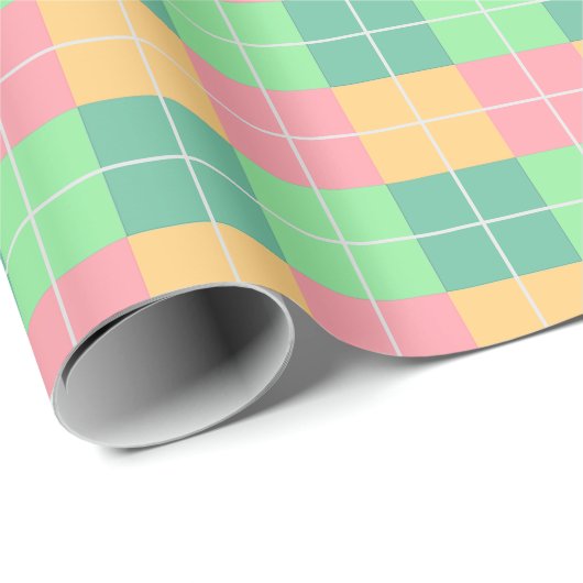 Roze, Groen, Blauw & Gele Vierkanten Verpakkend Do Cadeaupapier (Rol Hoek)