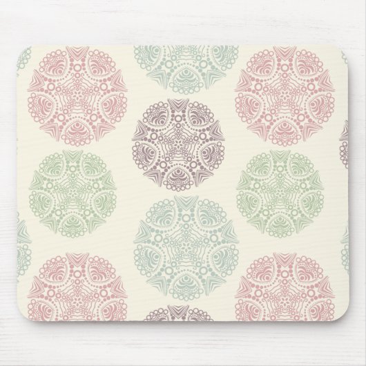 Roze groen blauw pastel kleur mandala patroon muismat (Voorkant)