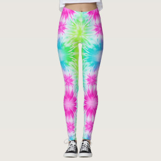 Roze Groen Blauw Tie Dye Leggings