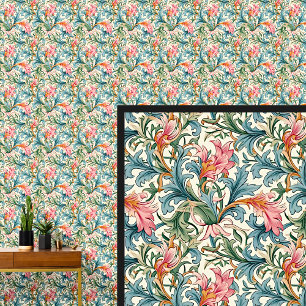 Roze Groen Blauwgroen Art Nouveau Behang