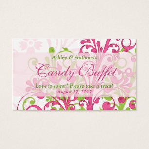 Roze Groen Bloemen Bruiloft Snoep Buffet Cadeau Ka Visitekaartje