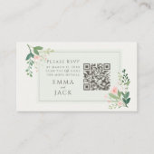 Roze groen Bloemen Huwelijk RSVP QR Code Informatiekaartje (Voorkant)