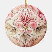 Roze Groen Boho Waterverf Kerstmis Keramisch Ornament (Voorkant)