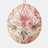 Roze Groen Boho Waterverf Kerstmis Keramisch Ornament (Links)