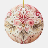 Roze Groen Boho Waterverf Kerstmis Keramisch Ornament (Achterkant)