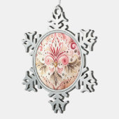  Roze Groen Boho Waterverf Kerstmis Tin Sneeuwvlok Ornament (Rechts)