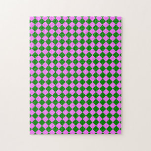 Roze Groen Checker Diamant Patroon Legpuzzel