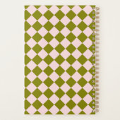 Roze Groen Checker Diamant Patroon Planner (Achterkant)
