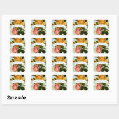 Roze Groen en Geel Bloemen Roos Bruiloft Seal Vierkante Sticker (Vel)