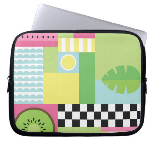 Roze groen geel mozaïekje met kleurrijke zomervruc laptop sleeve