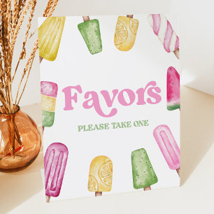 Roze Groen Geel Popsicle Party Favorieten Tafeltek Reclamebord Met Voetstuk