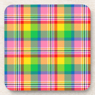 Roze Groen Geel Tartan Plakken Ontwerp Bier Onderzetter