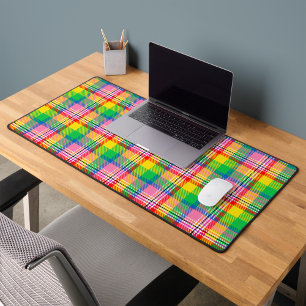 Roze Groen Geel Tartan Plakken Ontwerp Bureaumat