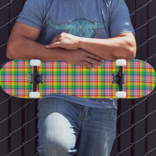 Roze Groen Geel Tartan Plakken Ontwerp Skateboard