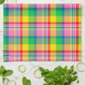 Roze Groen Geel Tartan Plakken Ontwerp Theedoek (Gevouwen)