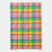 Roze Groen Geel Tartan Plakken Ontwerp Theedoek (Verticaal)