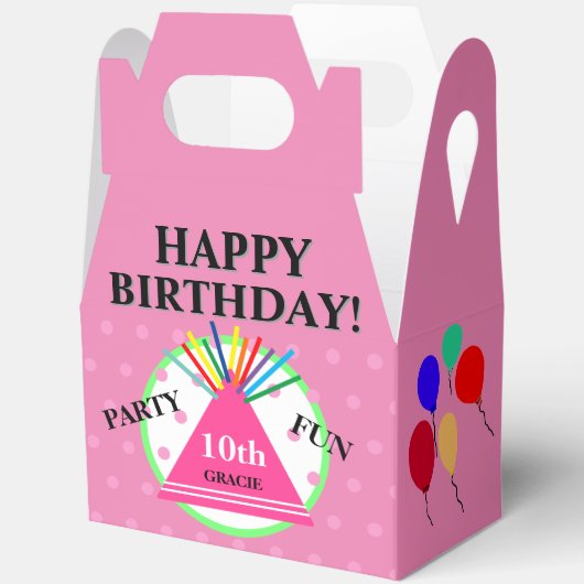 Roze Groen Geometrisch Polka Dots Party Pet Bedankdoosjes (Open)