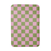 Roze Groen geruit Gingham patroon Badmat (Voorkant Verticaal)