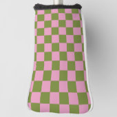 Roze Groen geruit Gingham patroon Golfheadcover (Draai 90)