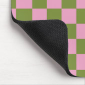 Roze Groen geruit Gingham patroon Muismat (Hoek)