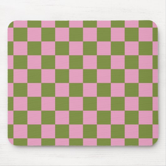 Roze Groen geruit Gingham patroon Muismat (Voorkant)