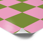 Roze Groen geruit Gingham patroon Perfect Poster (Hoek)