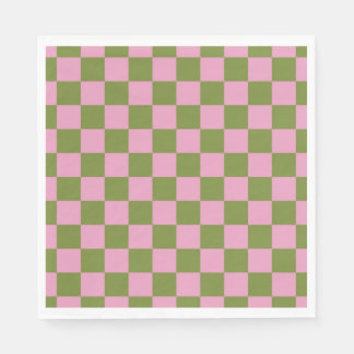 Roze Groen geruit Gingham patroon Servet
