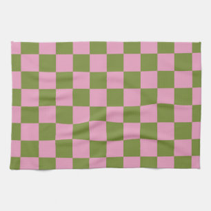 Roze Groen geruit Gingham patroon Theedoek