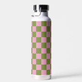 Roze Groen geruit Gingham patroon Waterfles (Rechts)