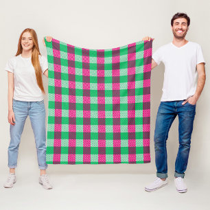 Roze groen geruit ontwerp  fleece deken