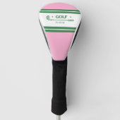 Roze & Groen Gestreept gepersonaliseerd retro cade Golfheadcover (Voorkant)