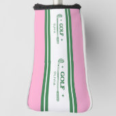 Roze & Groen Gestreept gepersonaliseerd retro cade Golfheadcover (Draai 90)